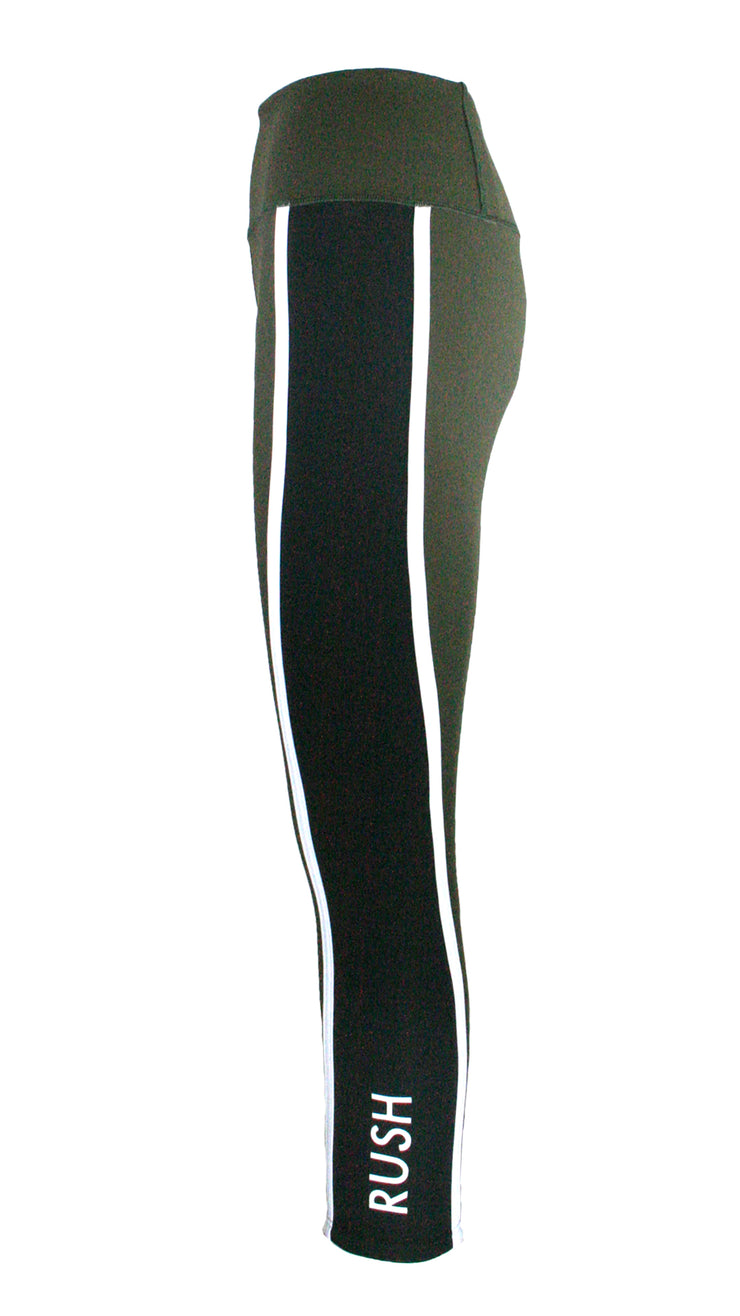 Dark Olive/Black Panel Pro F/L Leggings