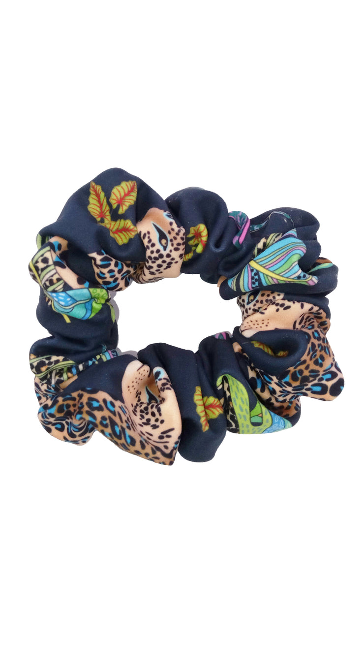 Cobalt Leopard Scrunchie