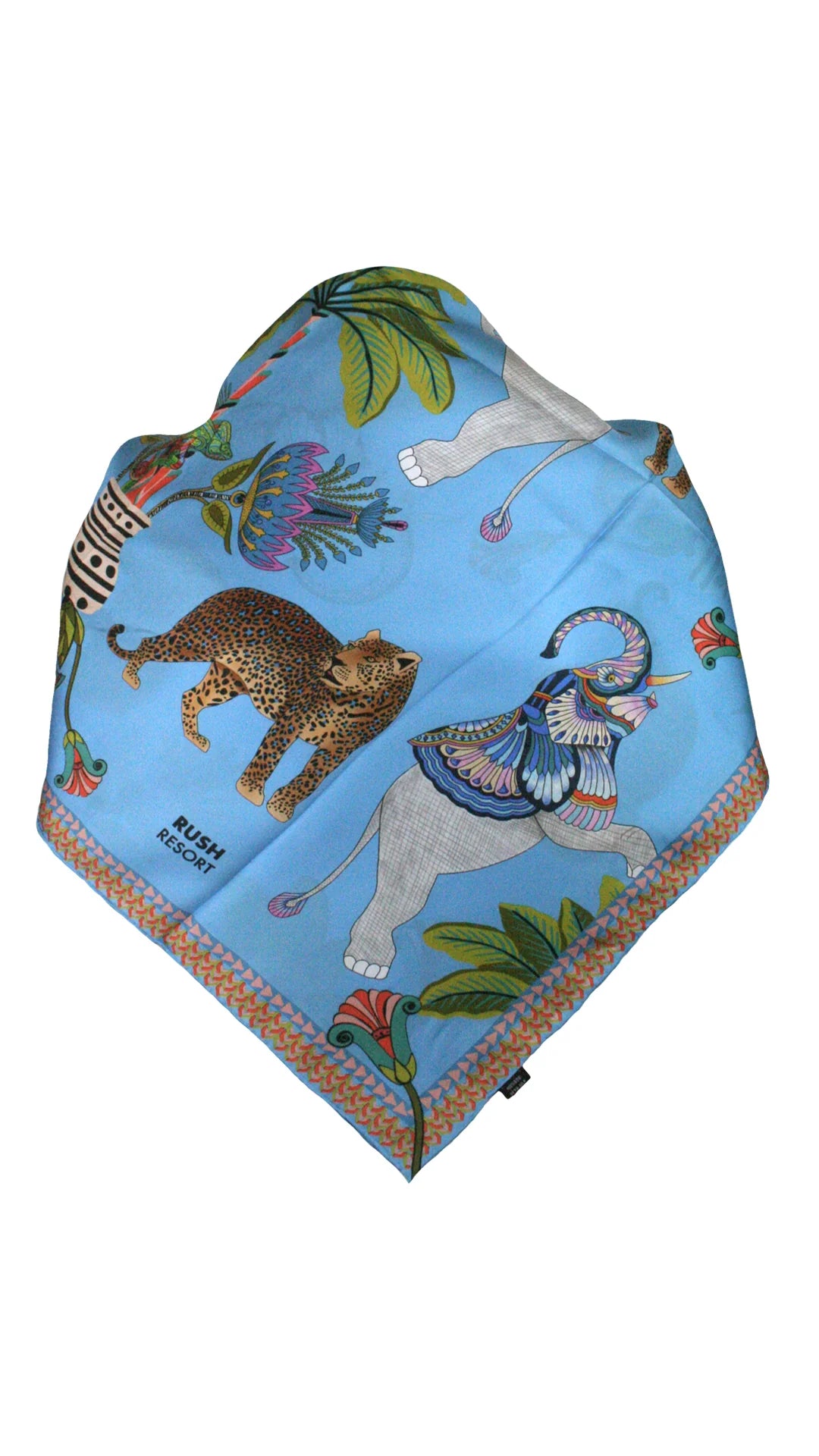 Lunch With Leopard Blue Silk Scarf 90