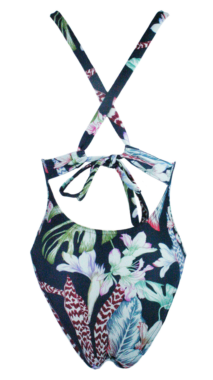 Floral Botanical V Neck One Piece