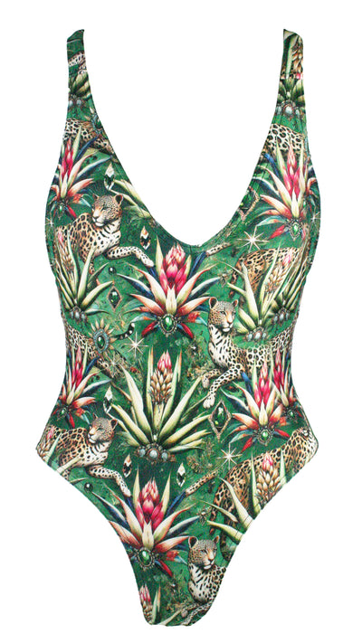 Wild Emerald V Neck One Piece