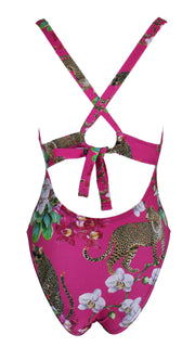 Leopard's Kiss Pink V Neck One Piece